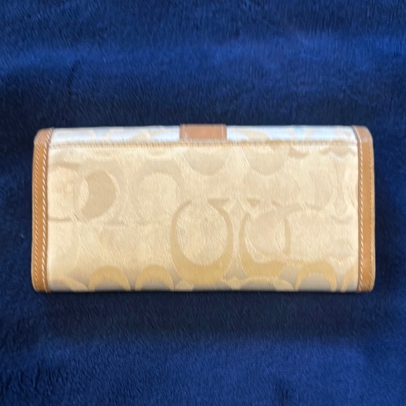Coach Cream and Tan Signature Wallet with Leather Trim - Picture 6 of 6